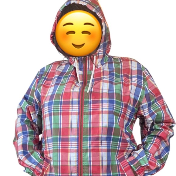Colorful Plaid Hooded Raincoat Weatherproof Vintage brand XL - Picture 3 of 11